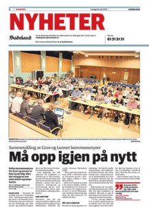 Oppslag i Avisa Hadeland den 24. juli 2015. Klikk på bildet for å lese artikkelen (åpner i ny fane).